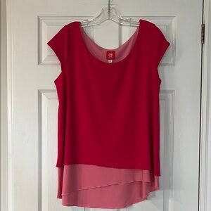 Hazel Red and Pink Layered Blouse